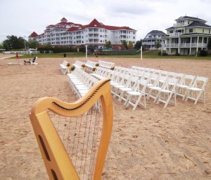 Harpist for a beach wedding in Michigan