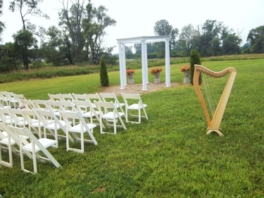 Southwest Michigan Winery Wedding Ceremony Harp Music