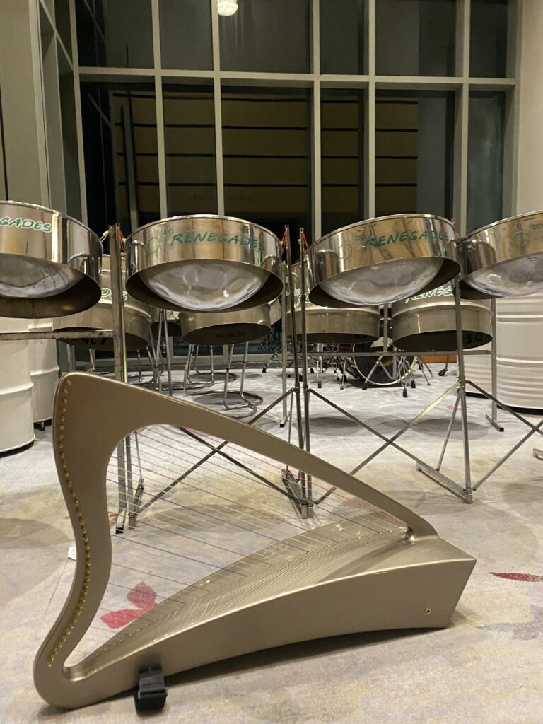 Harp with Steel Pans in Trinidad