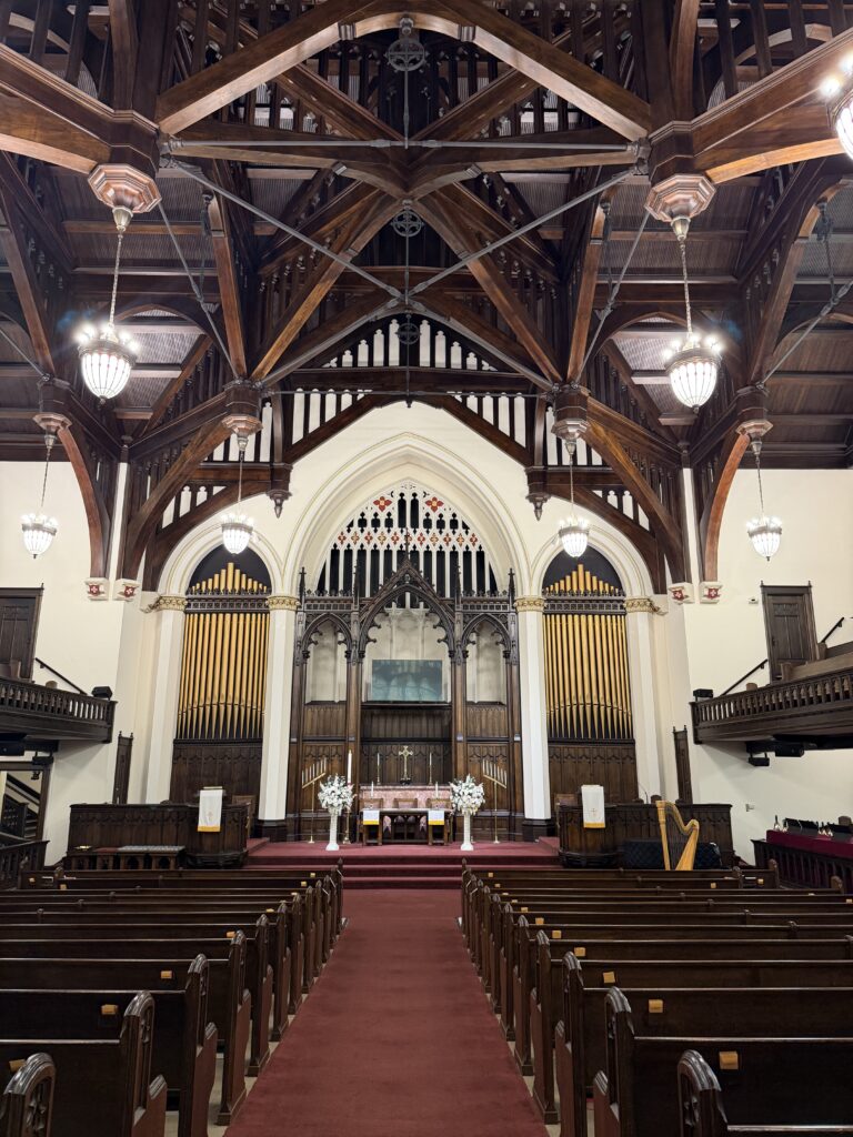 Springfield Illinois wedding harpist performing live ceremony music at First Christian Church